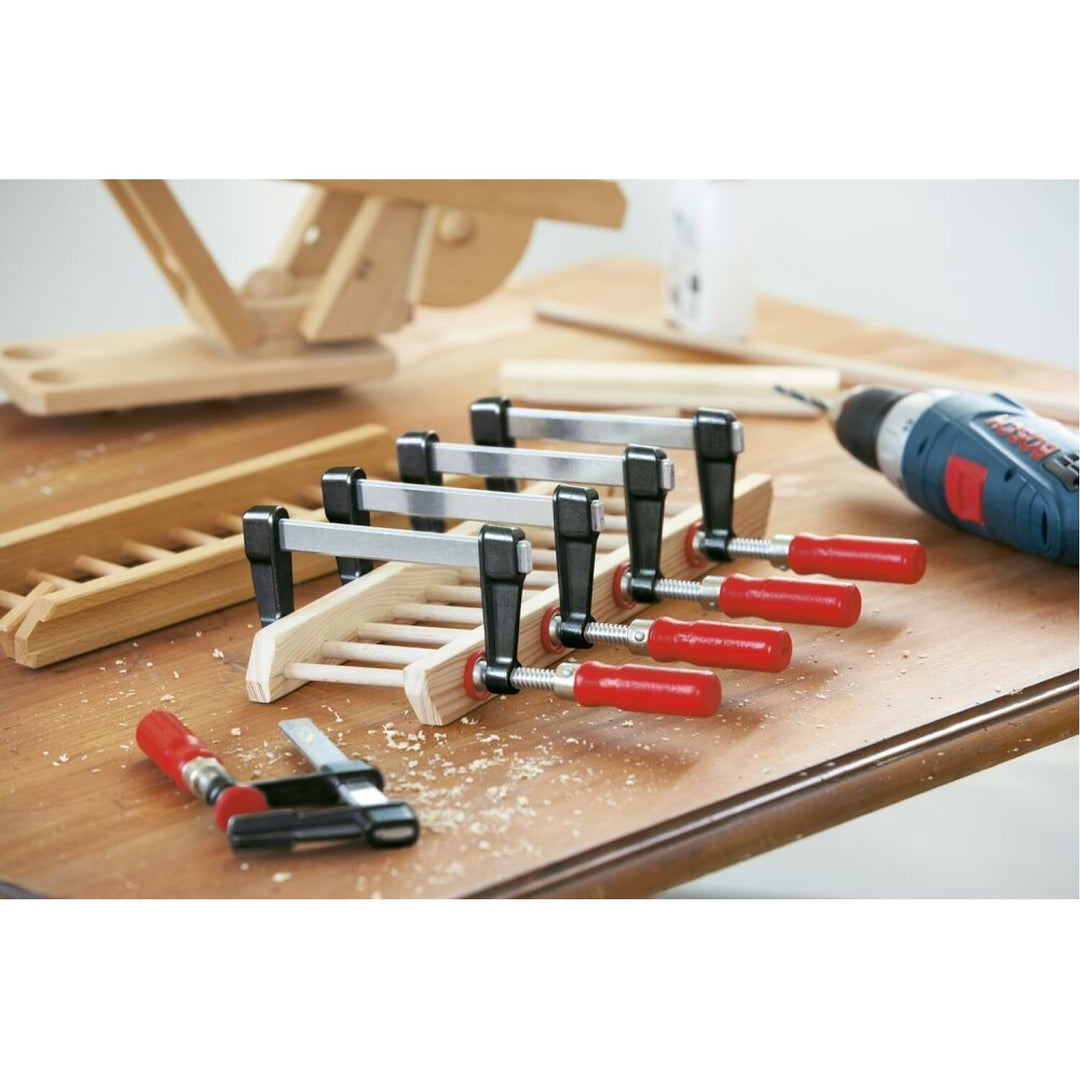 Bessey LM2.008 Clamp, woodworking, F-style, zinc jaws, swivel pads, 2 In. x 8 In., 330 lb