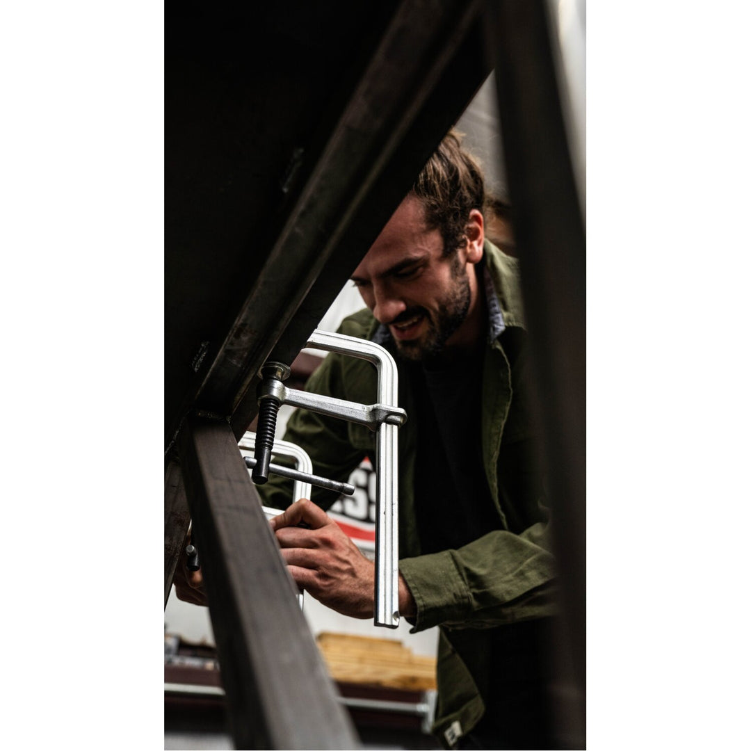 Bessey GS20K Clamp, welding, F-style, crimped on swivel pad, 8 In. x 4 In. , 880 lb