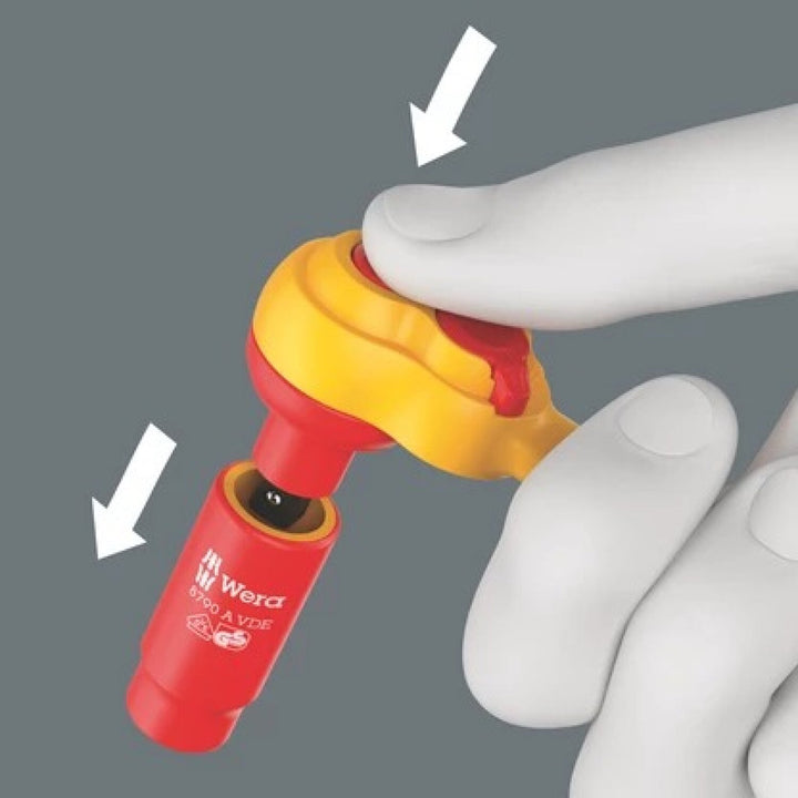 Wera 05004866001 8007 A Vde Zyklop Ratchet, Insulated, With Reversing Lever, With 1/4" Drive, 1/4" X 144 Mm