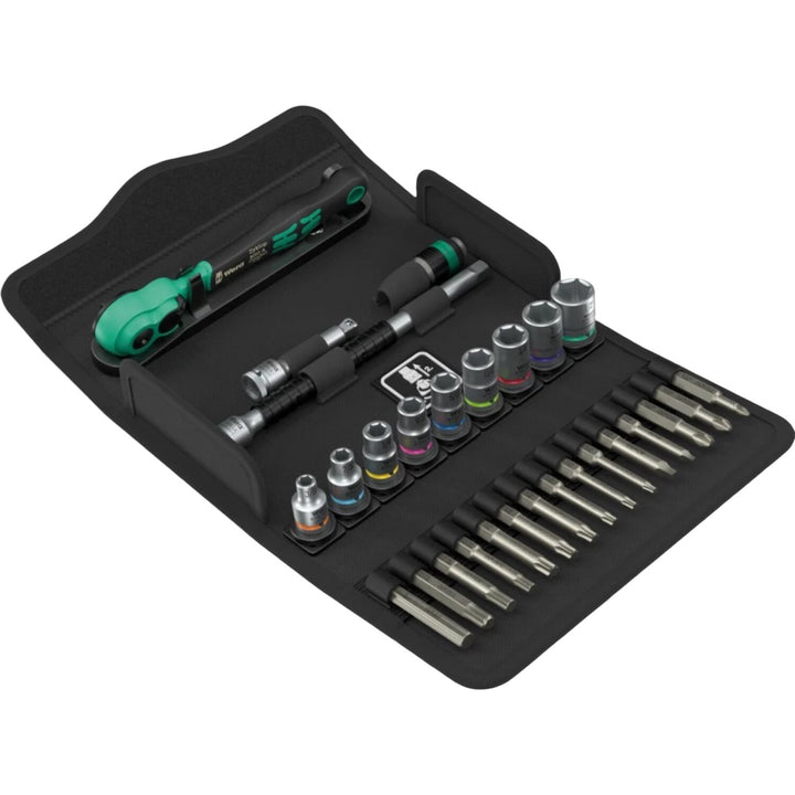 Wera 05005542001 - 8100 Sa 15 Zyklop Comfort Ratchet Set, Reversing Lever, 1/4" Drive, Imperial, 28 Pieces