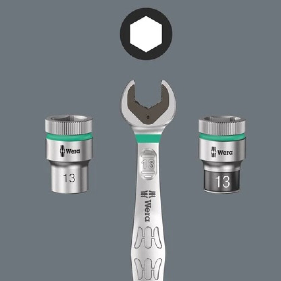 Wera 05005541001 8100 Sa 14 Zyklop Comfort Ratchet Set, Reversing Lever, 1/4" Drive, Metric, 28 Pieces