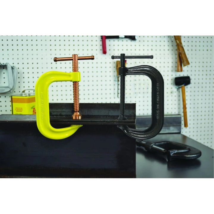 Bessey CDF412CHV C-clamp, drop forged, copper spindle, Hi Vis frame, 12 In. x 5 3/4 In., 9300 lb