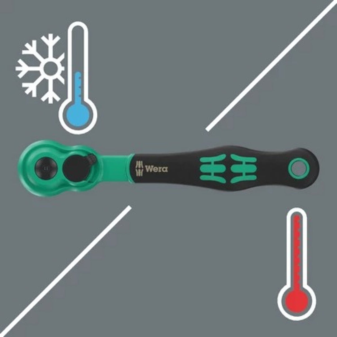 Wera 05005541001 8100 Sa 14 Zyklop Comfort Ratchet Set, Reversing Lever, 1/4" Drive, Metric, 28 Pieces