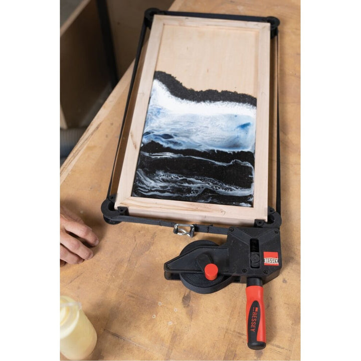 Bessey VAS-23+2K-CB Clamp, woodworking, strap clamp, 2K Handle, 23 ft. strap