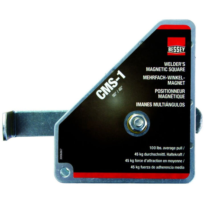 Bessey CMS-1 Magnet, Magnetic Square, 90/45 degree, 100 lb pull