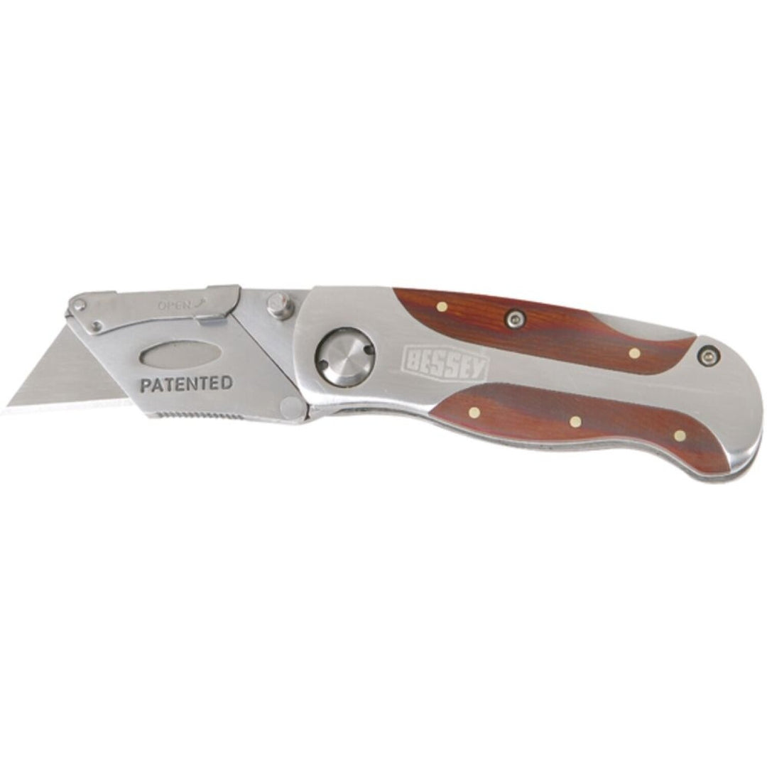 Bessey D-BKWH Knife, Folding, Locking Utility Knife- Wood handle