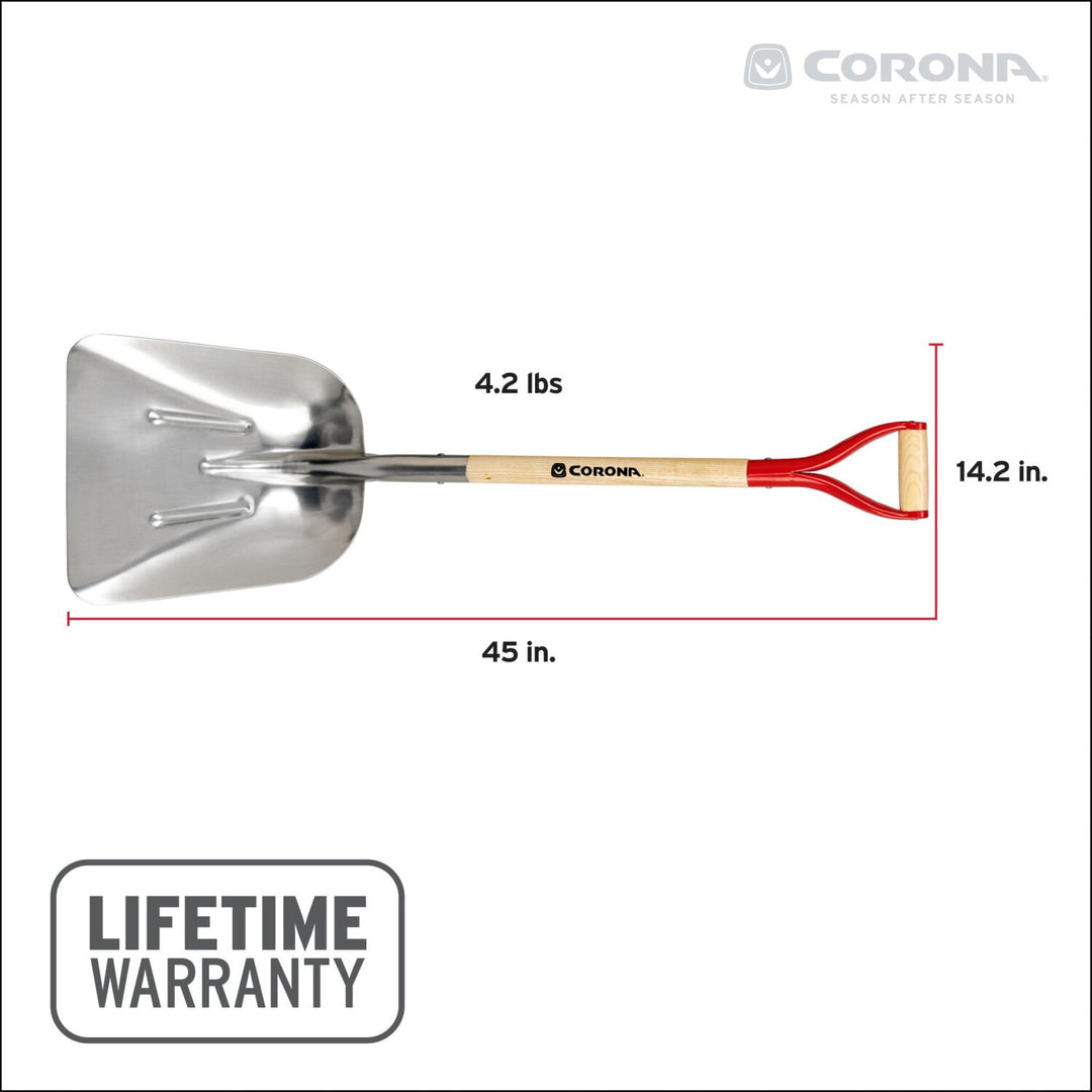 Corona SS16701 #10 Aluminum Western Scoop Hardwood Handle, D Grip Shovel