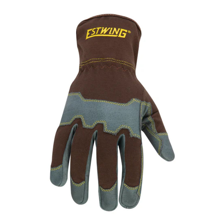 Estwing EWLP1009 Reinforced Knuckle Leather Palm Work Glove with Elastic Sewn Extended Cuff