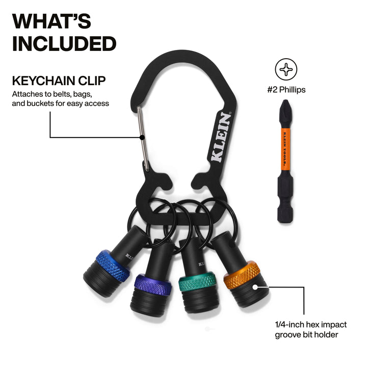 Klein Tools K33850 Bit Holder Keychain Set, 5 Pc.