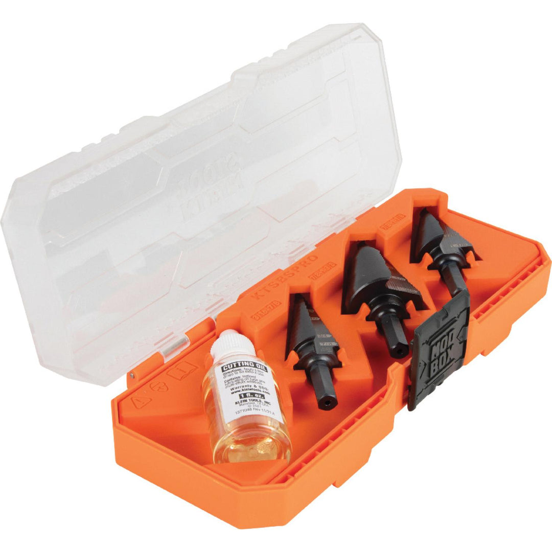 Klein Tools KTSBSPRO Premium Electrician's Hex Step Bit Set, 3/8", 3 Pc.