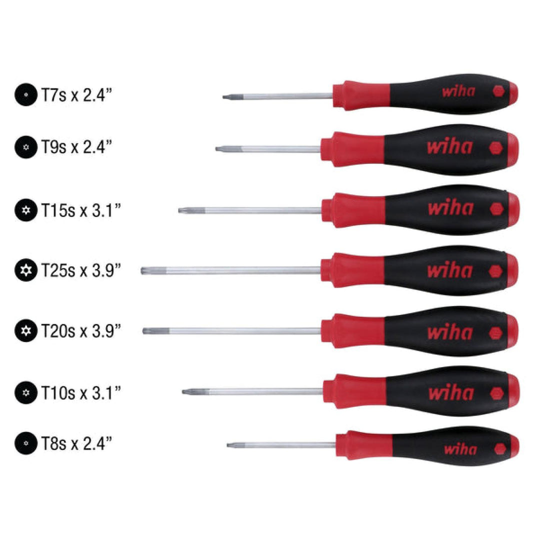 Wiha Tools 36298 SoftFinish Security TORX Screwdriver Set, T7s - T25s, 7 Pc.