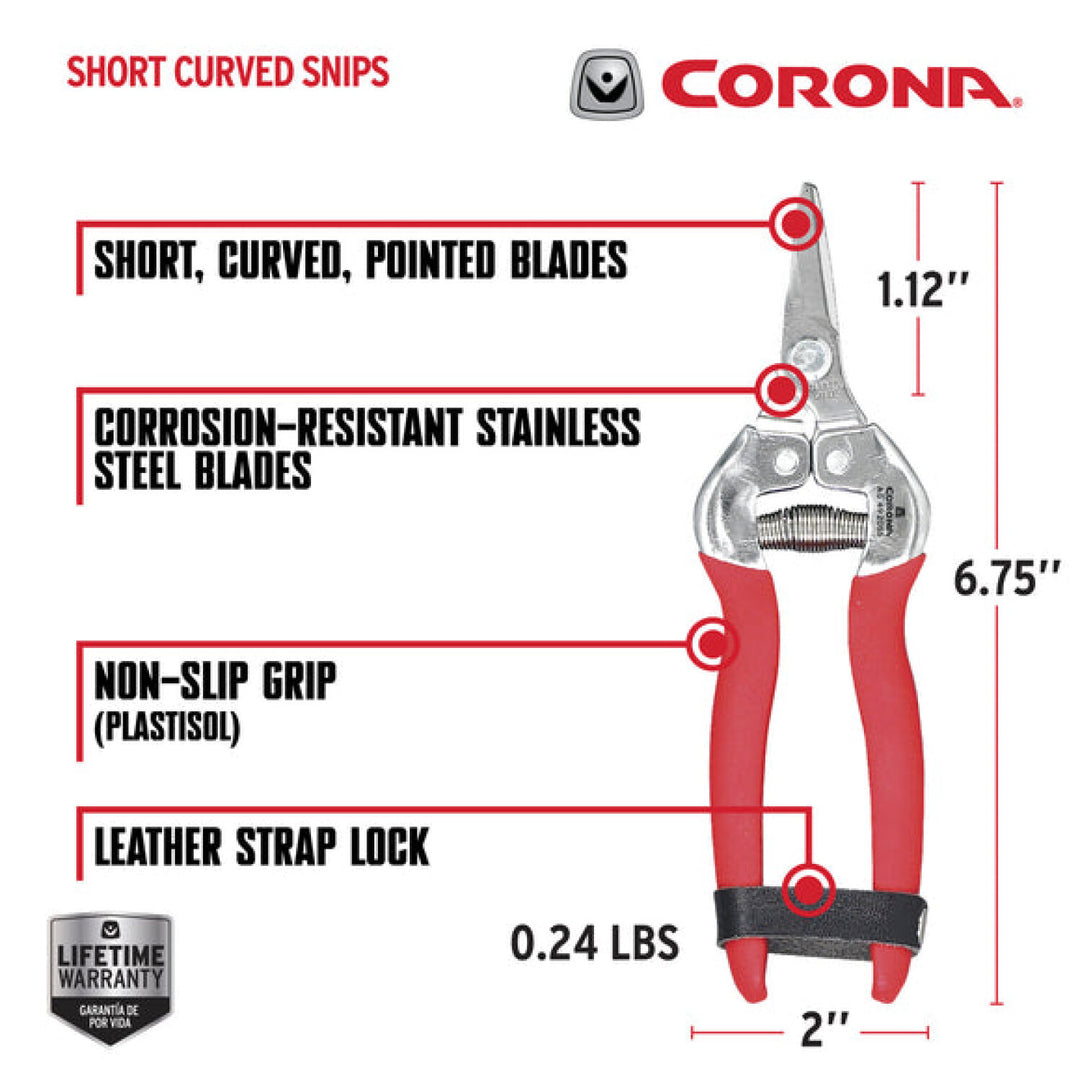 Corona AG 4920SS  Short Curved Snips - Stainless Steel, 1 Inch