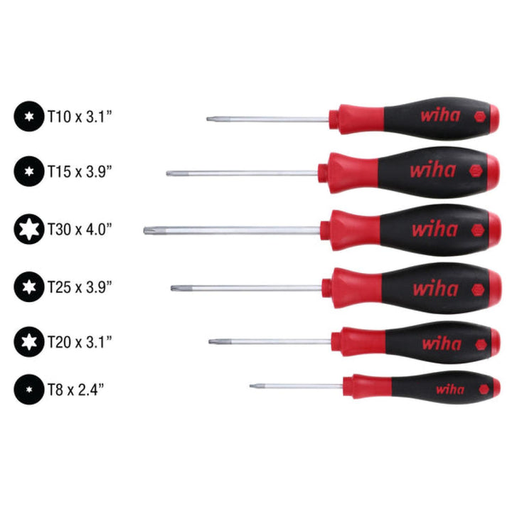 Wiha Tools 36290 SoftFinish MagicSpring Screw Holding TORX® Screwdriver Set, 6 Pc.