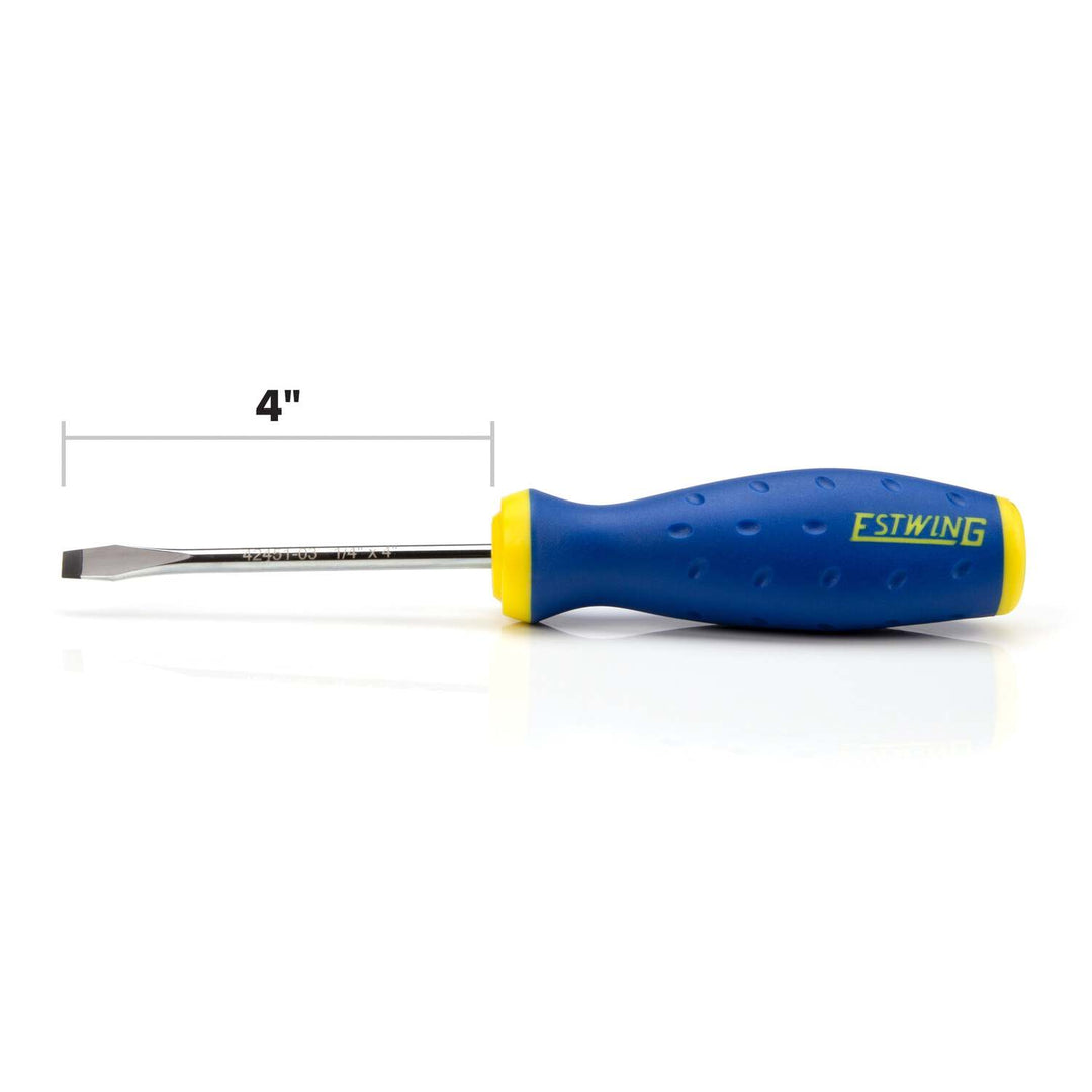 Estwing 42451-03 1/4-Inch x 4-Inch Magnetic Slotted Tip Screwdriver with Ergonomic Handle