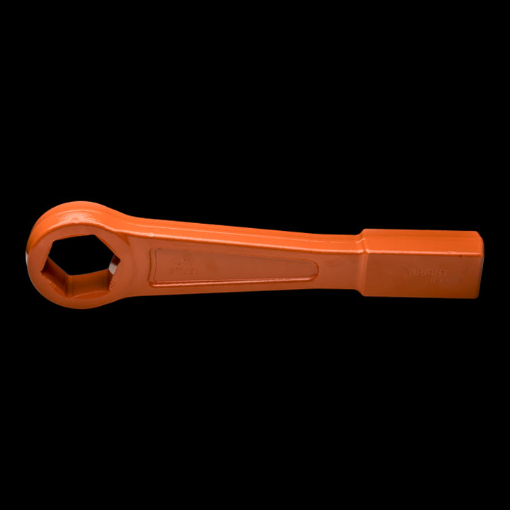 Wright Tool 18H64 Striking Face Box Wrench 6 Point Straight Handle Heavy Duty Safety Orange - 2"
