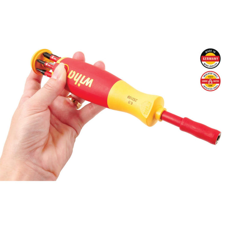 Wiha Tools 28394 Insulated 6-in-1 Ultra Driver SlimLine Slotted Phillips Square Blades 7 Piece Set