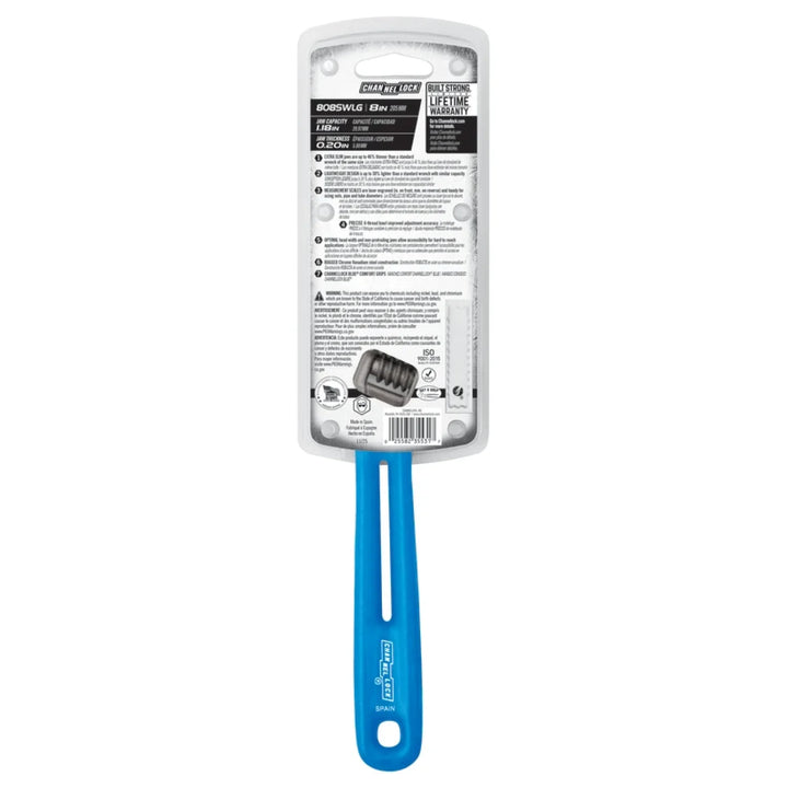 channellock 808SWLG 8-inch Lightweight Extra Slim Jaw WideAzz® Adjustable Wrench