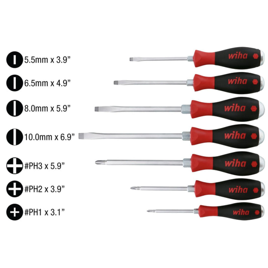 Wiha Tools 53097 Demo Screwdriver Set,Slotted/Phillips, 7 Pieces