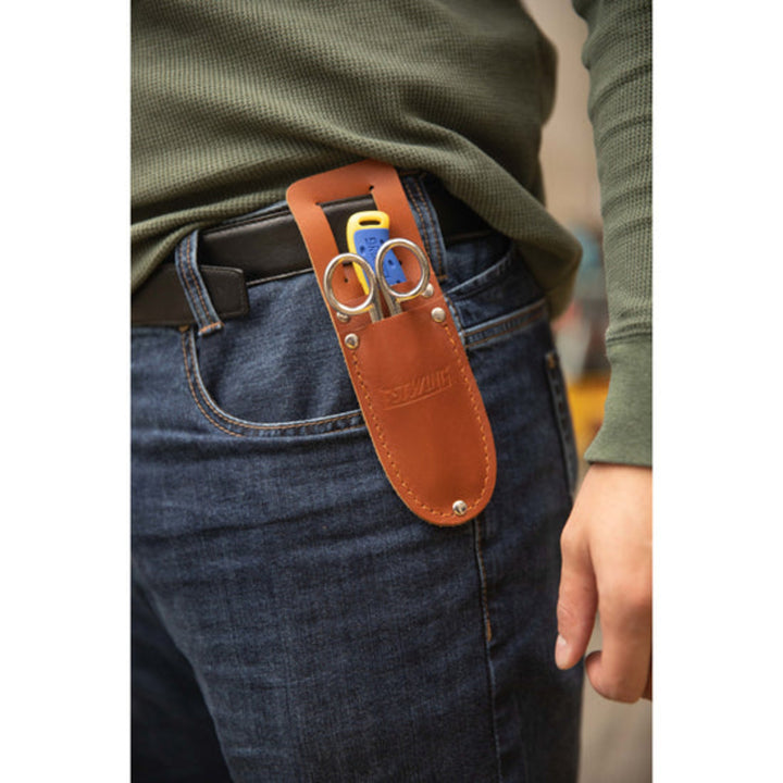 Estwing 42467 Serrated Blade Cable Splicing Scissors and Sheepsfoot Cable Splicing Knife Combo Set with Leather Belt Sheath