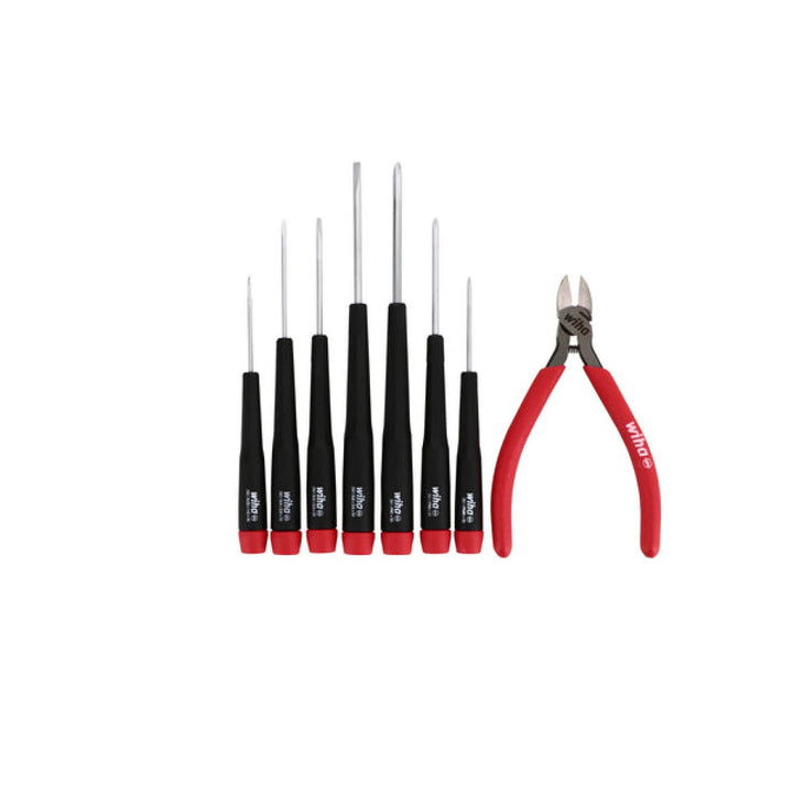 Wiha Tools 26161 Precision Slotted Phillips Screwdriver Set w/ Cutters, 8 Pc.