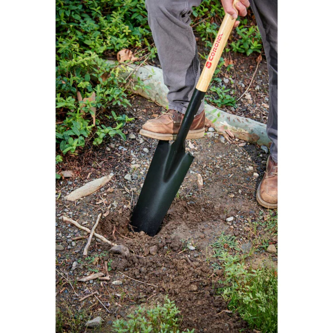 Corona SS 28010 Drain Spade Shovel, 15-Gauge, 30 in. Wood D-Grip Handle