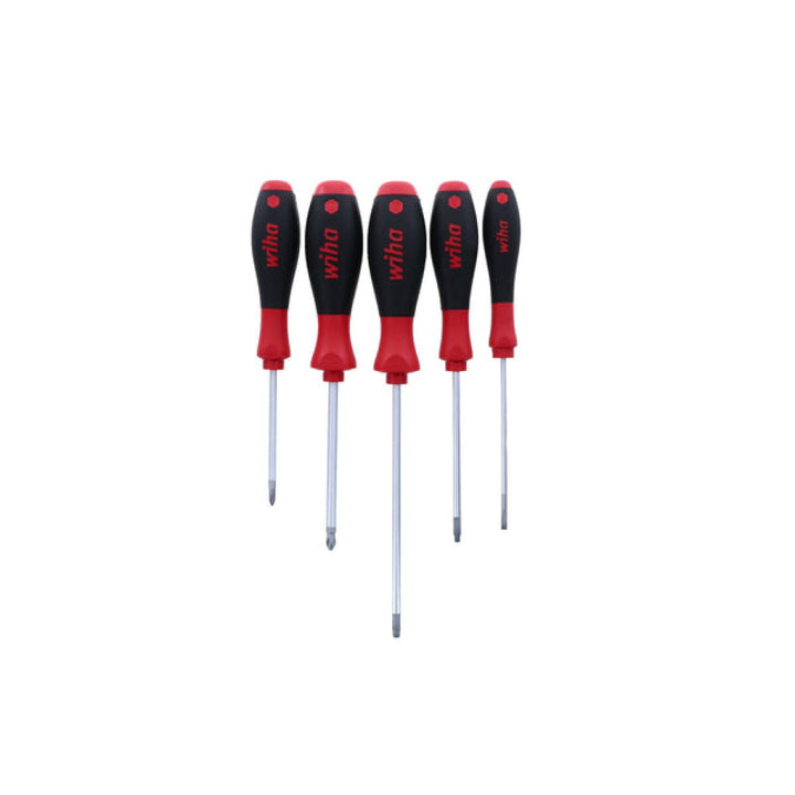 Wiha Tools 30286 5 Piece SoftFinish Slotted and Phillips and Square Screwdriver Set