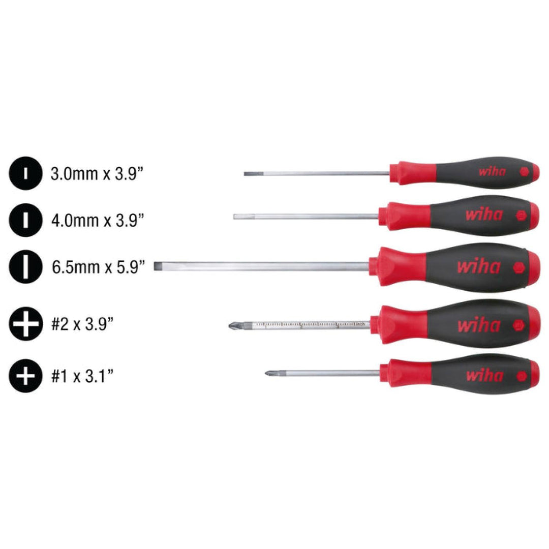 Wiha Tools 30295 SoftFinish Slotted/Phillips Screwdriver 5 Piece Set