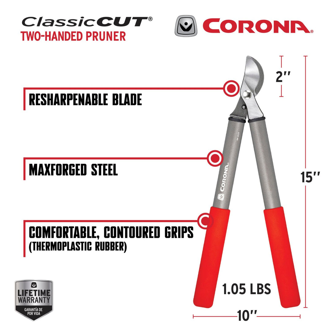 Corona BP 3225D Classiccut Two-Handed Pruner - 3/4 Inch