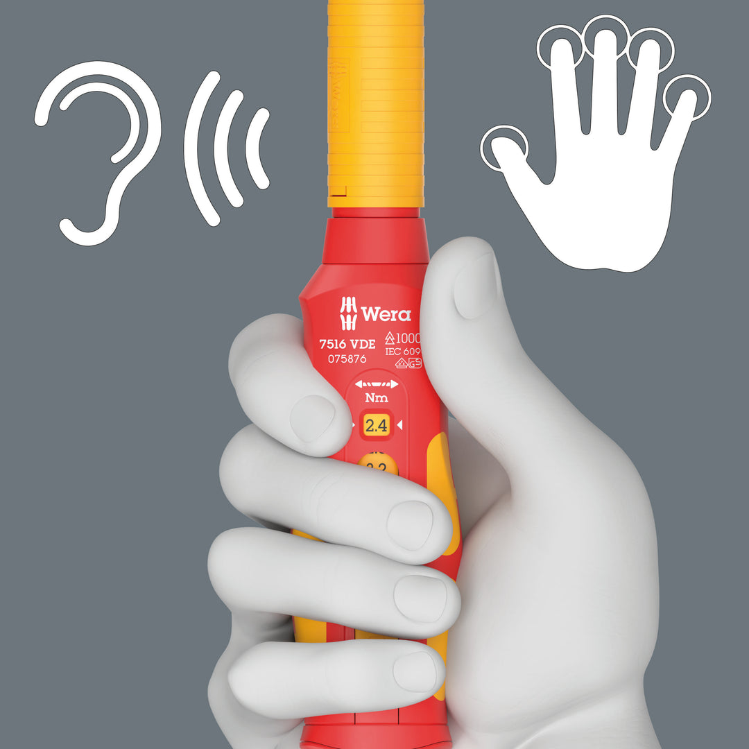 Wera 7516 VDE Kraftform Safe-Torque Speed Torque screwdriver, 2.4-4.0 Nm, 9 x 2.4 Nm x 2.8 Nm x 3.2 Nm x 3.6 Nm x 4.0 Nm x 192 mm