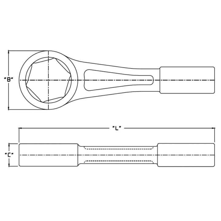 Wright Tool 18H58 Striking Face Box Wrench 6 Point Straight Handle Heavy Duty Safety Orange - 1-13/16"