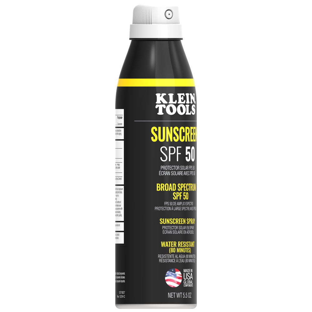 Klein Tools SPF50SPY55 Sunscreen Spray, Broad Spectrum SPF 50, 12-Pack