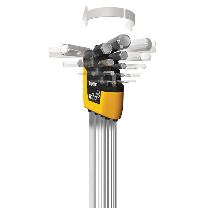 Wiha 66982 ErgoStar Ball End Hex L-Key Inch/Metric 22 Piece Set