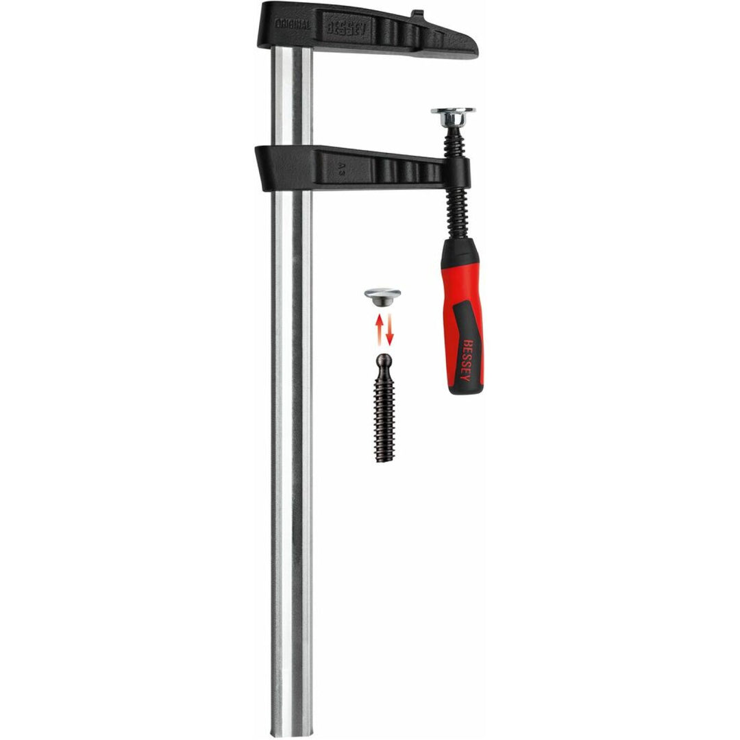 Bessey TGK4.516+2K Clamp, woodworking, F-style, 2K handle, replaceable pads, 4.5 In. x 16 In., 1540 lb
