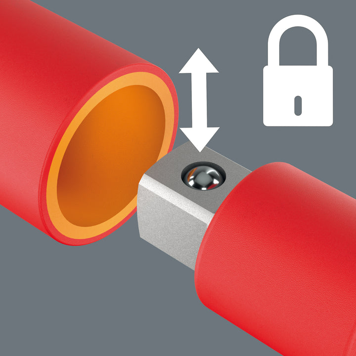 Wera 410 i VDE A RA VDE-insulated T-handle adapter screwdriver with ratchet functionality for 1/4" sockets