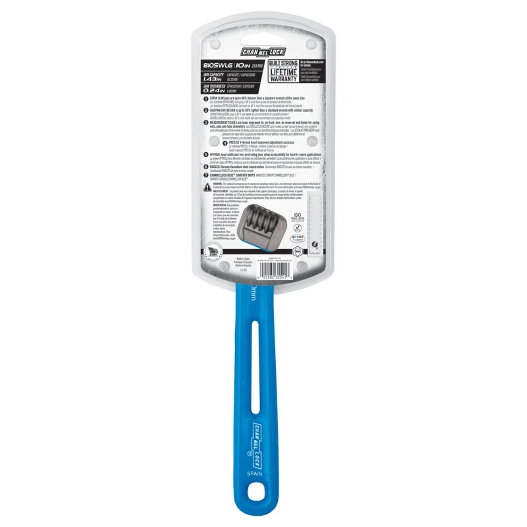 Channellock 810SWLG 10-inch Lightweight Extra Slim Jaw WideAzz® Adjustable Wrench