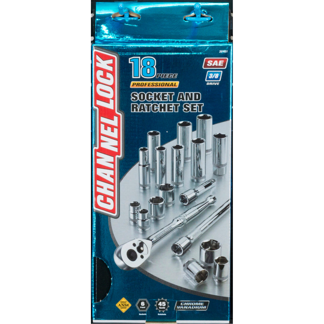 Channellock 38181 18pc 3/8" SAE Drive Socket Set