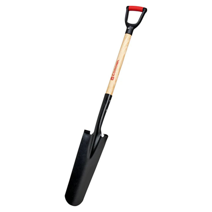 Corona SS 28010 Drain Spade Shovel, 15-Gauge, 30 in. Wood D-Grip Handle