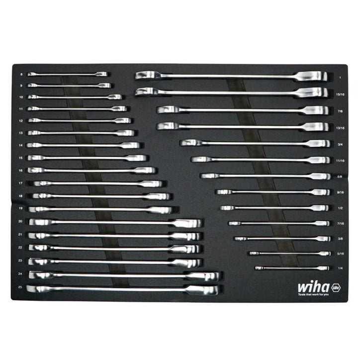 Wiha 30392 31 Piece Ratcheting Wrench Tray Set - SAE and Metric