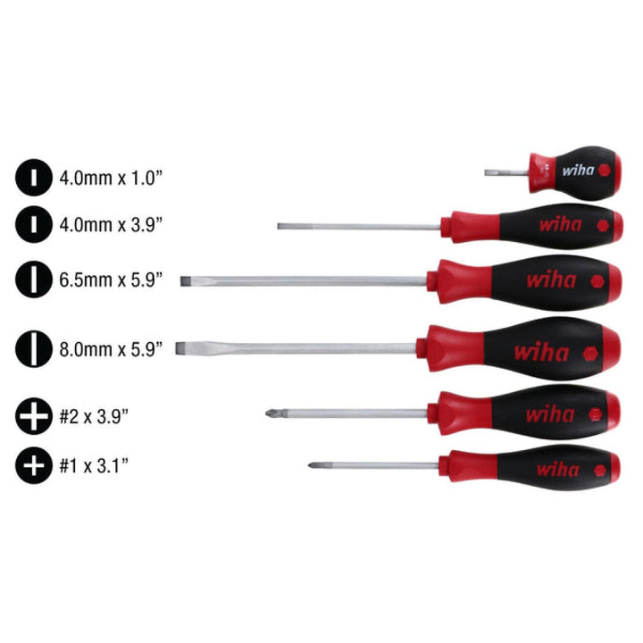 Wiha Tools 30294 SoftFinish Slotted/Phillips Screwdriver Set, 6 Pc.