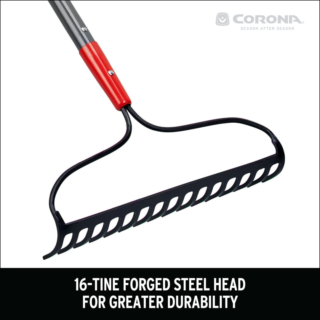 Corona RK16020 Forged Bow Rake, 16 Head, 16 Tines, Fiberglass Handle