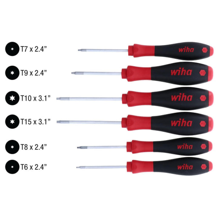 Wiha Tools 36291 SoftFinish Torx Screwdriver 6 Piece Set T6-T15