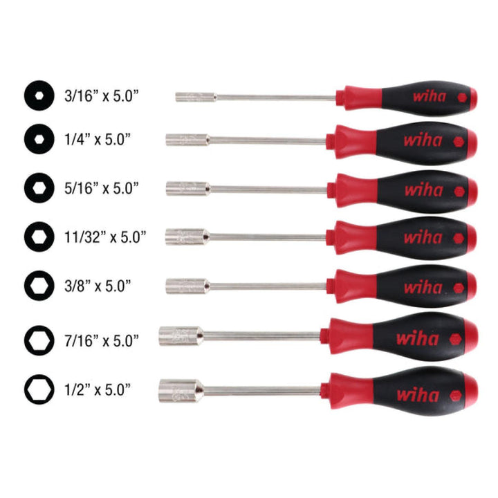 Wiha Tools 34193 7-Piece Nut Driver Set W/softfinish Handle