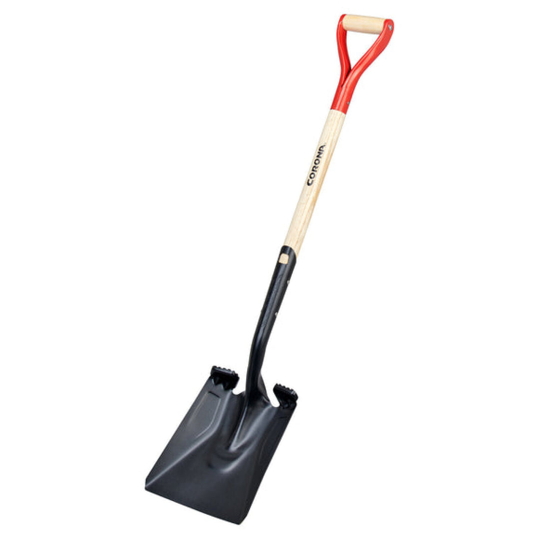 Corona SS16001 Square Point Hardwood D Grip Shovel, 14 Gauge