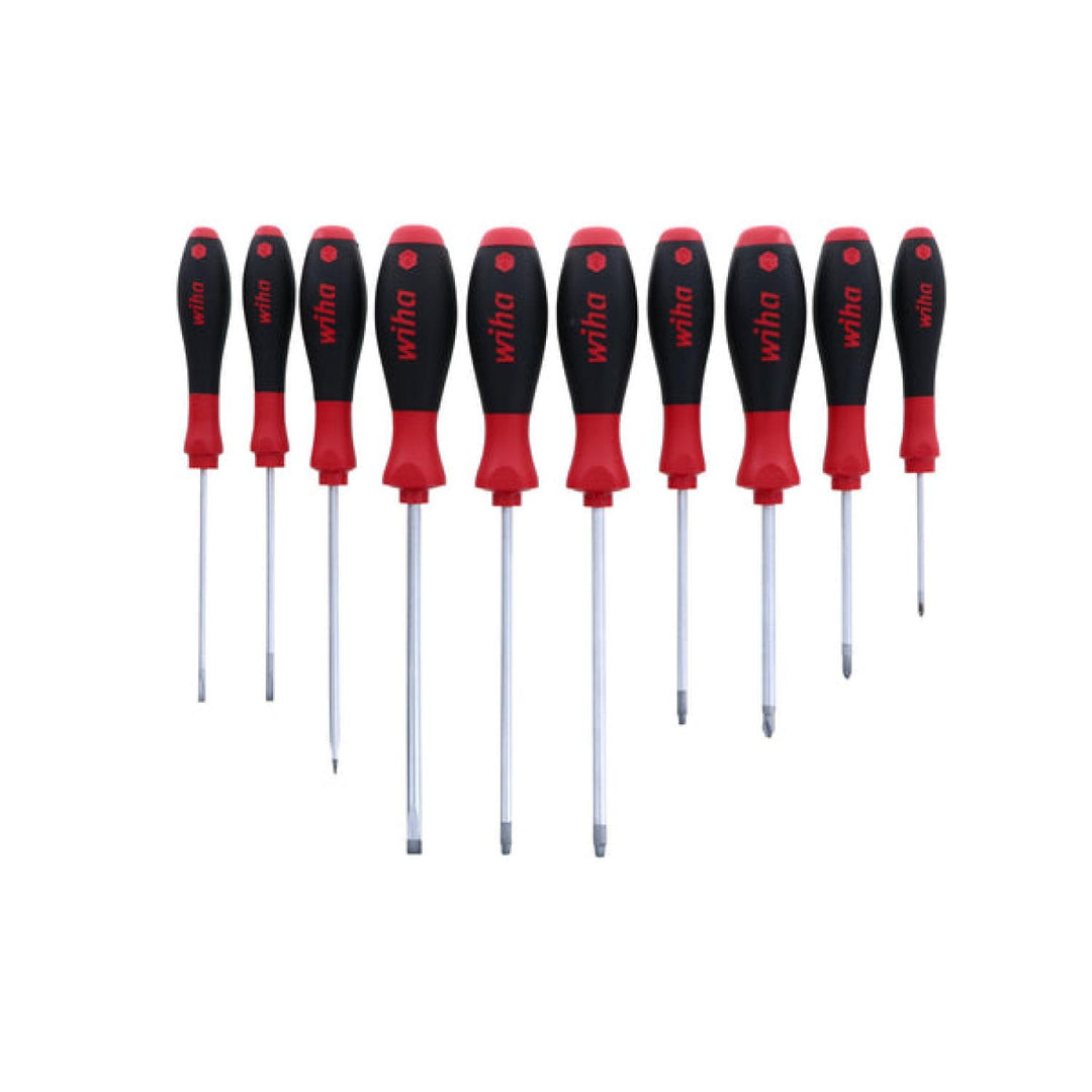Wiha Tools 30290 SoftFinish Slotted/Phillips/Square Screwdriver Set, 10 Pc.