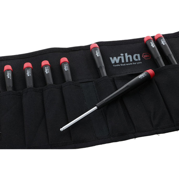 Wiha Tools 26499 Precision Ball End Hex Inch Screwdriver w/ Canvas Pouch, 8 Pc.