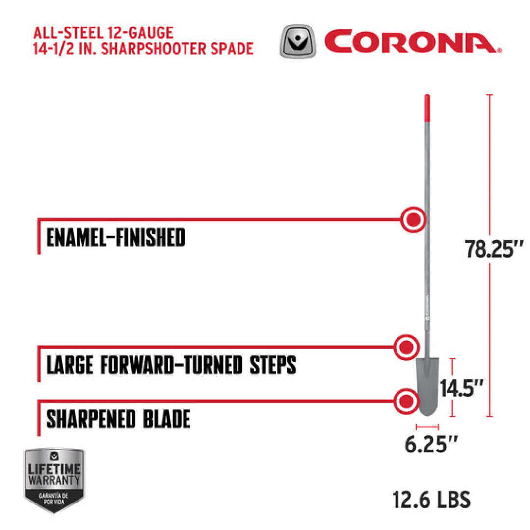 CRNA-AS 90100 · All-Steel Sharpshooter Spade - 14½" Round Point Blade