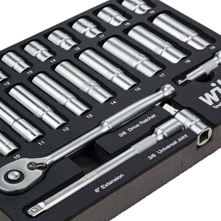 Wiha 33795 24 Piece 3/8” Drive Professional Socket Tray Set - Metric
