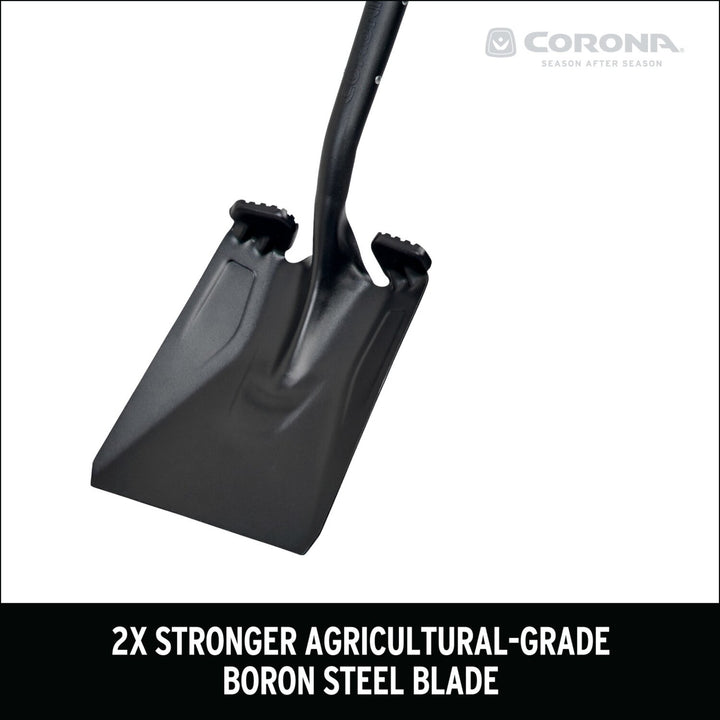 Corona SS16020 Boron Steel 14-Gauge Square Point Shovel, Fiberglass Handle