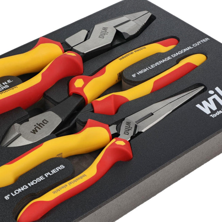 Wiha 32960 3 Piece Insulated Pliers and Cutters Tray Set