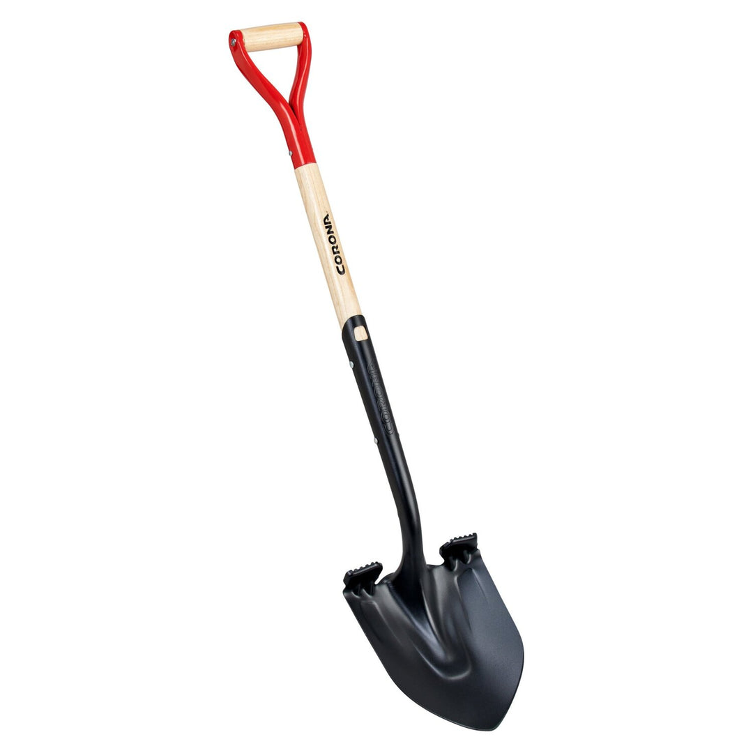 Corona SS16101 Boron Steel 14-Gauge Round Point Shovel, D Grip Hardwood Handle